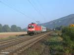 182 024-0 zieht bei Th�ngersheim ein Milit�rtransportzug.