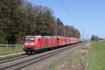 185 062 mit einem  Nllzug  aus Freilassing kommend am 11. April 2025 bei Hufschlag.