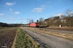 185 266-4 zieht ein gemischten Güterzug nacch Nürnberg bei Kesselfeld. 12.01.25
