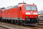   Die 185 167-4 (91 80 6185 167-4 D-DB) der DB Schenker Rail Deutschland AG ist am 12.03.2016 im Kreuztaler Abstellbereich abgestellt.