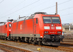   Die die 185 063-5 (91 80 6185 063-5 D-DB) der DB Cargo Deutschland AG ist am 02.04.2016 im Kreuztaler Abstellbereich abgestellt.