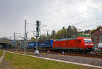 br-185-traxx-f140-ac1/743286/die-185-189-8-91-80-6185 Die 185 189-8 (91 80 6185 189-8 D-DB) der DB Cargo Deutschland AG fährt am 29.04.2021 mit einem KLV-Zug durch Betzdorf/Sieg in Richtung Köln.