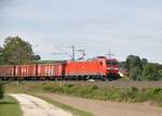 185 161-7 mit Hochbord-Eaos Wagen, Güterzug in Amstetten am 20.09.2012.