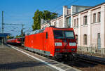 Die 185 055-1 (91 80 6185 055-1 D-DB) der DB Cargo auf Tfzf (Triebfahrzeugfahrt) am 19.09.2018 durch den Hauptbahnhof Brandenburg an der Havel.