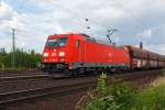   185 205-2 der DB Schenker Rail Deutschland AG fhrt am 14.06.2014 mit einem leeren Kohlezug (Fals/Faals Ganzzug) durch Koblenz-Ltzel in Richtung Norden.