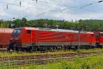   Die 189 058-1 (91 80 6189 058-1 D-DB) der DB Schenker Rail Deutschland AG ist am 03.06.2014 in Kreuztal im Abstellbereich abgestellt.