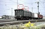 E 91 99 mit gemischtem Güterzug bei der Jubiläumsparade 150 Jahre Deutsche Eisenbahn in Nürnberg am 14.09.1985.