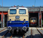   Die E 10 1239, ex DB 110 239-1, ex DB E 10 239, am 30.06.2019  im Sdwestflische Eisenbahnmuseum in Siegen.