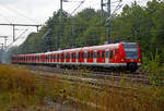   Zwei gekuppelte ET 423 (423 695-6 / 423 195-7 und 423 042-1 / 423 542-0) der S-Bahn Köln erreichen am 17.08.2020, bei Gewitter, ihre Endstation Au (Sieg).