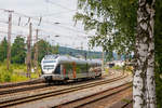   Der ET 222104 (94 80 0426 103-8 D-ABRN / 94 80 0826 103-4 D-ABRN), ex ET 22 004, ein 2-teiliger Stadler Flirt der Abellio Rail NRW fhrt am 18.06.2015, als RE 16  Ruhr-Sieg-Express  (Essen - Hagen -