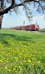 Es ist Frühling; 440 039-6 Fugger-Express bei Neu-Ulm Pfuhl am 22.04.2022.