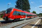 Dreiteiliger Bombardier Talent 2 (442 610 / 442 110) der DB Regio als SE 40 Mittelhessen-Express (Frankfurt Hbf – Friedberg – Butzbach – Gieen – Wetzlar – Herborn – Dillenburg) fhrt am 22.07.2013 in Haltepunkt Katzenfurt ein. Das zweite Gleis wird gerade wieder eingebaut.