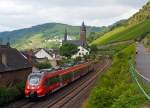   442 200 / 442 700  (94 80 0442 200-2 D-DB usw.) ein vierteiliger Bombardier Talent 2 der DB Regio mit dem Taufnamen  Hatzenport  fährt am 21.06.2014, als RB 81  Moseltal-Bahn  (Trier - Cochem -