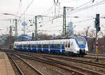   Der ET 359 (94 80 9442 359-7 D-NXG) ein fünfteiliger Bombardier Talent 2 der National Express Rail GmbH (NX Rail), verlässt am 26.11.2016, als RB 48  Rhein-Wupper-Bahn 