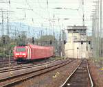 Maximale Teleaufnahme des Bremsen-Test-Zuges der aus 185 160-9 und 180-7(vorne) 40 Falns Wagen und 185 190-6 und 170-8(am Zugende) bestand.