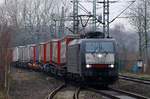 MRCE/TXL 189 910-3/ES64F4-010 mit dem DGS 40569(Padborg - Verona Quadro.) und gut 12 Std später unterwegs festgehalten bei der Durchfahrt in Schleswig.