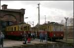 ET 188 521 und ET 188 511 mit EB 188 514 aus den 30er Jahren zeigen sich den interessierten Besuchern. Die Fahrzeuge wurden auf der Kleinbahn zwischen Schleiz und Saalburg bis 1969 eingesetzt. Der Gep�cktriebwagen 188 521 nannte sich urspr�nglich GT 1 und wurde erst von der DR umgezeichnet (gesehen 3. Dresdner Dampfloktreffen Dresden-Altstadt 02.04.2011)