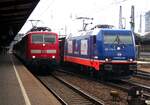 185 419-9 von raildoxmit Gterzug und 111 162 mit Nahverkehrszug in Ulm am 23.09.2014.