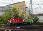 Die DB 1002 005-9 (90 80 1002 005-9 D-ALS) eine Alstom H3 Hybrid-Rangierlokomotive steht am 06.06.2019 beim Hbf Nrnberg (Aufnahme aus einem Zug heraus).