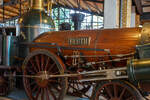 Detailbild der detailgetreue Nachbau von 1912 der Dampflok BEUTH, die erste eigenst�ndig in Deutschland entwickelte Dampflokomotive, ausgestellt im Deutschen Technikmuseum Berlin (bis 1996 Museum f�r