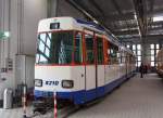   Der ST 11-Triebwagen 8210 der Straßenbahn Darmstadt (HEAG) im Straßenbahnmuseum Darmstadt-Kranichstein am 28.04.2013.