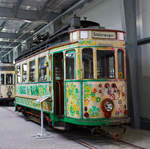   Der ST 2 (Straßenbahn-Triebwagen) – 49 der Straßenbahn Darmstadt (HEAG) im Straßenbahnmuseum Darmstadt-Kranichstein am 28.04.2013.