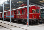 Der „Rote Heuler“ 465 005-7 BDyg, ex DR ET 65 05, ex DRG elT 1205, ausgestellt am 09.09.2017 in der SVG Eisenbahn-Erlebniswelt Horb.
