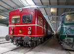 Der „Rote Heuler“ 465 006-5 BDyg, ex DR ET 65 06, ex DRG elT 1206, ausgestellt am 09.09.2017 in der SVG Eisenbahn-Erlebniswelt Horb.