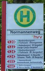 (275'014) - hvv-Haltestellenschild - Hamburg, Normannenweg - am 8.