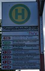 (275'392) - hvv-Haltestellenschild - Hamburg, Hauptbahnhof/ZOB - am 10.