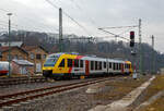 Der VT 261 (95 80 0648 161-7 D-HEB / 95 80 0648 661-6 D-HEB) ein Alstom Coradia LINT 41 der HLB (Hessische Landesbahn), fhrt am 23.12.2021 in Betzdorf (Sieg) aus der Abstellgruppe in den Bahnhof und