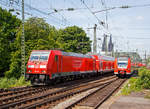   Paralleleinfahrt zweier RE der DB Regio NRW in den Bahnhof Köln Messe/Deutz am 01.06.2019.