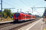 Der kurze dreiteilige Alstom Coradia Continental (mit modifizierten Kopf) 1440 373 / 1441 373 / 1440 873 der DB Regio NRW fährt am 12.08.2022, als RE 8  Rhein-Erft-Express  (Koblenz - Köln -