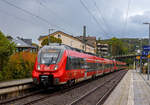 Zwei gekuppelte Bombardier Talent 2 (der vierteilige 442 257 / 757 und der fünfteilige 442 302 / 442 402) der DB Regio NRW am 28 September 2024, als  RE 9 - Rhein Sieg Express (RSX) Siegen -