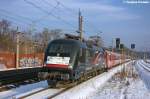 ES 64 U2 - 002 (182 502-5) MRCE Dispolok GmbH fr ODEG - Ostdeutsche Eisenbahn GmbH mit dem RE4 (RE 37314) von Ludwigsfelde nach Rathenow, bei der Einfahrt in Rathenow.