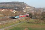 146 246-4 schiebt den RE 4617 Frankfurt/Main - Bamberg und verl�sst Retzbach-Zellingen 16.03.17