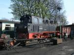 99 4802-7,am 19.April 2012,auf einem Rollwagen in der Einsatzstelle Putbus.