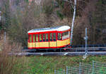   Die Turmbergbahn Karlsruhe-Durlach am 16.12.2017, hier der Wagen 1 ohne  Fahrgastbetrieb.