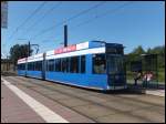 Moderne Stra�enbahn in Rostock.