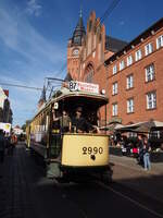 Straßenbahn / Stadtverkehr Berlin; Oldtimerfahrten mit TD Nr.2990 von Herbrand Baujahr 1910 in Köpenick Berlin am 08.09.2018.