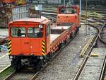 U-Bahn Berlin; Spitzenwagen Nr.4150 Typ SP82 von Schalke Baujahr 1982 und VLok ZR Nr.4061 Typ SD 12 von Windhoff Baujahr 2012 auf dem Betriebsgelände Olympiagelände Berlin am 21.10.2019.
