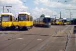 BVG: Verschiedene Tramzüge aufgenommen im Juni 2004 in Berlin.
Foto: Walter Ruetsch 