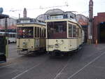 Straßenbahn / Stadtverkehr; Berlin;   TM 34 Nr.3802 vonSchöndorff Baujahr 1989 und T 24-49 Nr.5984 von Hawa Baujahr 1925 auf dem Betriebshof Köpenick in Berlin am 08.09.2018.