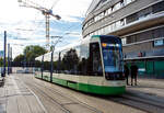 Der neue Triebwagen VBBr 112, ein Niederflur-Einrichtungs-Gelenktriebwagen vom Typ �koda ForCity Plus 48T, der Verkehrsbetriebe Brandenburg an der Havel GmbH steht am 23 September 2026, als Linie 1