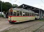 Straßenbahn / Stadtverkehr; Straßenbahnmuseum Wehmingen bzw. ex Düsseldorf   als Fahrschulwagen T 4 Nr.5103 von Düwag Baujahr 1955 ex Düsseldorf in Wehmingen am 15.06.2014.