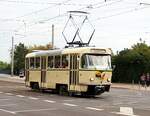 Straßenbahn / Stadtbahn; Magdeburg;  Museumswagen T 4 D Nr.1001 von CKD Tatra Baujahr 1968 in Magdeburg am 03.10.2016.