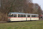 Gelenktriebwagen des Typs G4.(Wagen1)stand am 26.11.2016 in der Haltestelle Rostock Platz der Jugend.