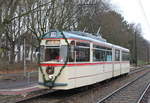 Der Gelenktriebwagen des Typs G4(Baujahr: 1961) stand am 09.12.2017 geschmückt in der Haltestelle Rostock Platz der Jugend.