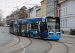 6N-2 Wagen 605 als Linie 5 von Mecklenburger Allee nach Rostock Südblick vor der Haltestelle Rostock Doberaner Platz.15.03.2026