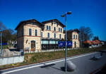 Der Bahnhof Grevesm�hlen an der Bahnstrecke L�beck – Bad Kleinen (KBS 175), hier am 22 April 2026 aus einem Zug heraus